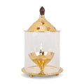  Home Premium Akhand Diya, Brass Oil Lamp with Glass Cover for Pooja,