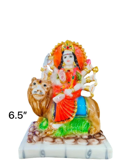 6.5-Inch Durga Mata Idol on Lion – Decorative Murti for Home Temple &