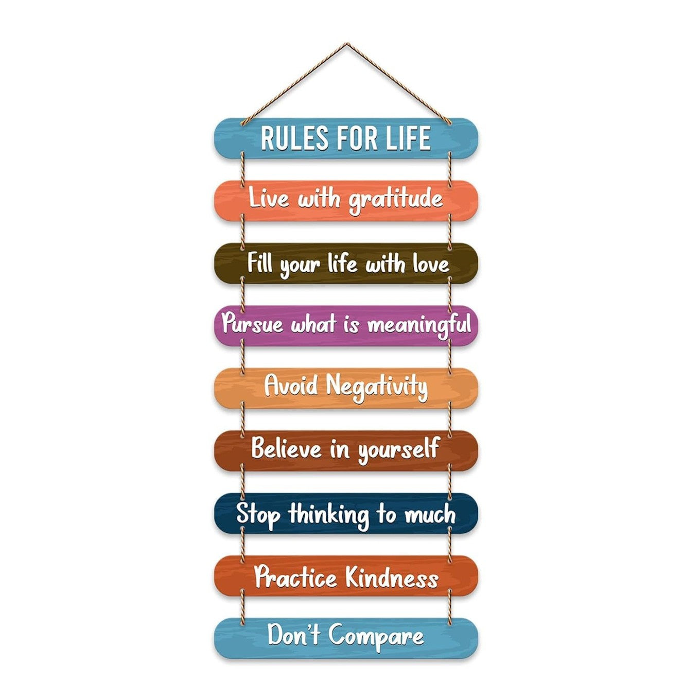Rules for Life Quote Wooden Wall Hanging