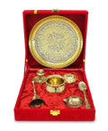 Brass Pooja Thali Set with Gift Box 6 Inch