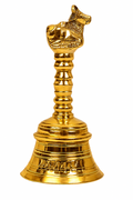 Brass Bell Pooja Bell (4 inch_Nandi, Gold)