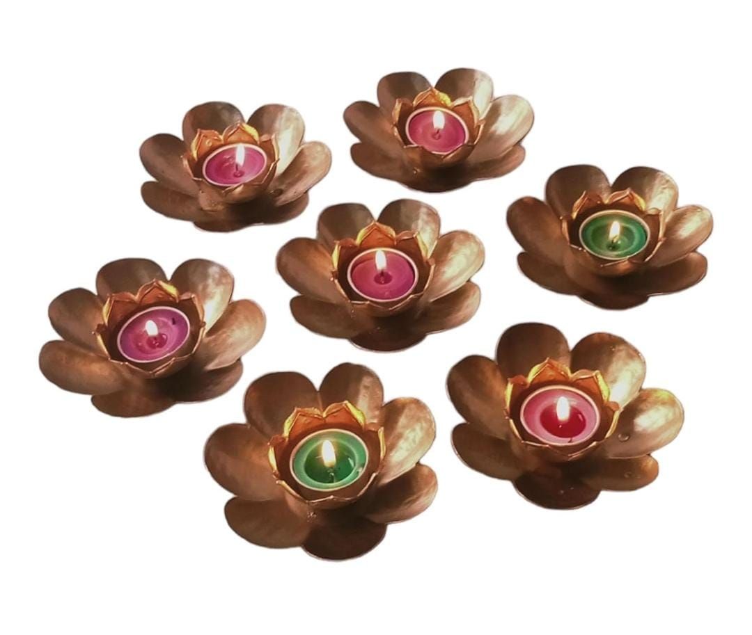 Diwali Lotus Diya for Decoration for Home Metal Tealight Jyot Diya for