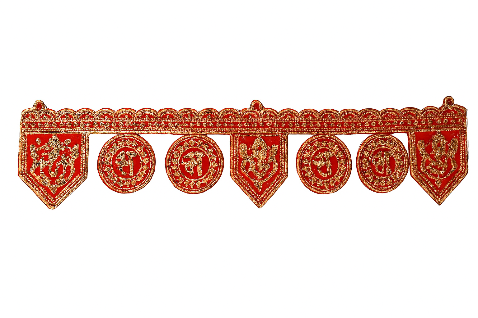 Ganesh Mantra Toran – Red & Gold Embroidered Door Hanging