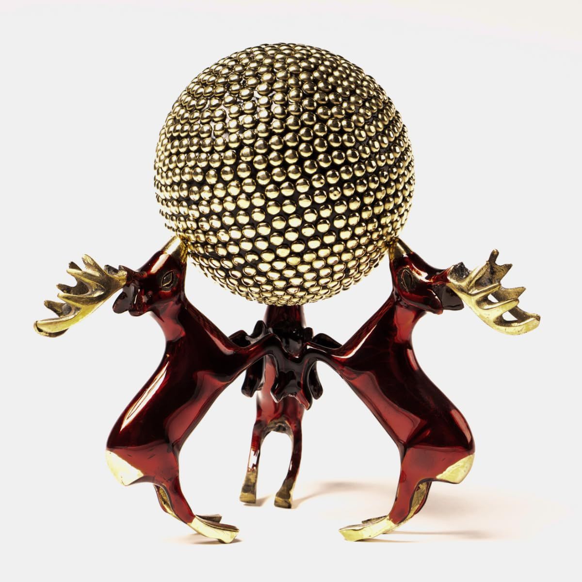 Brass Deer Ball Showpiece Table Decor