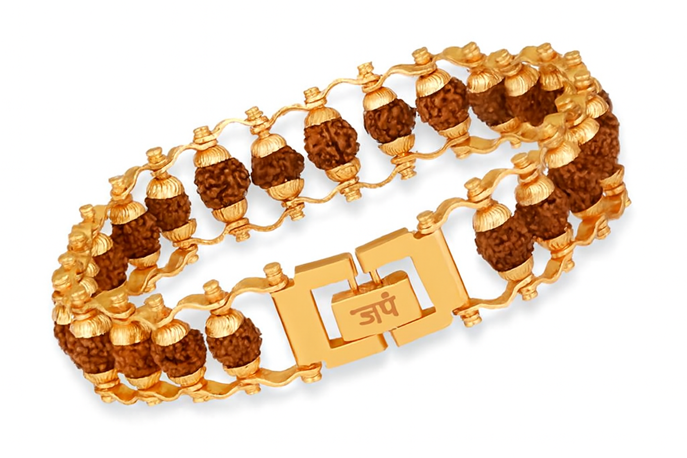 Gold Plated Modern Rudraksha Bracelet Unisex