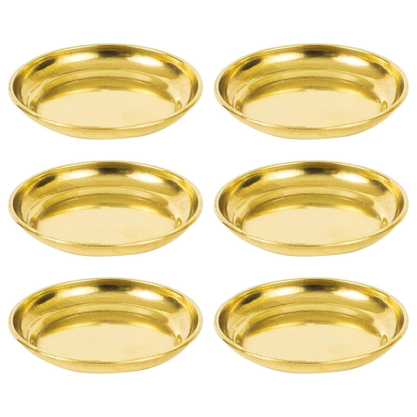 Small Brass Diya Plate Thali Set of 6